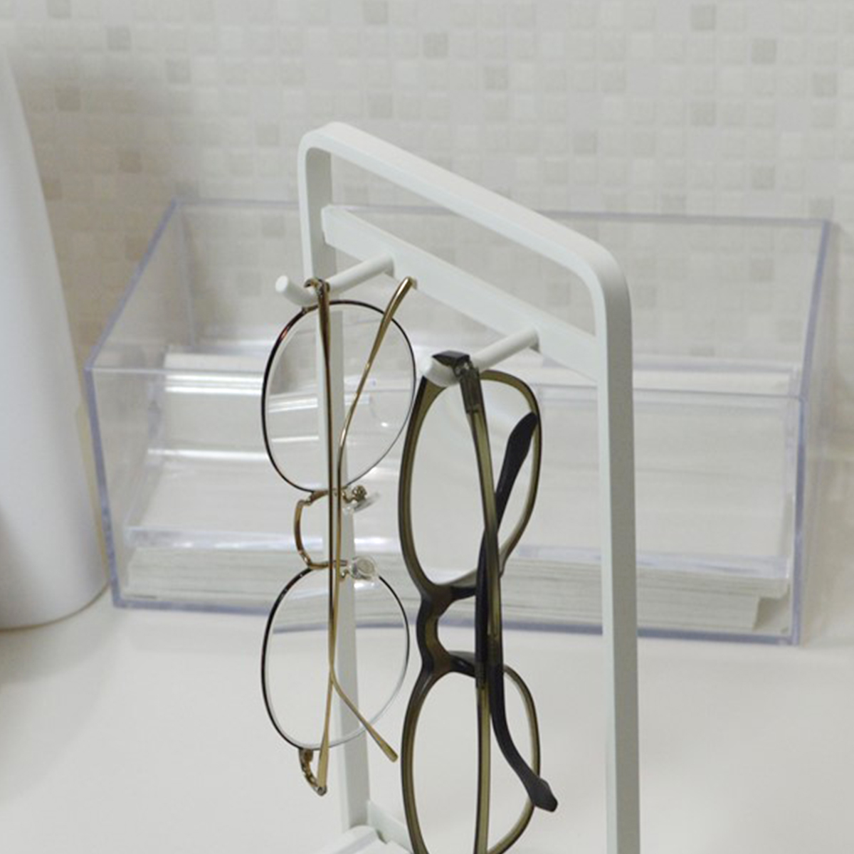 眼鏡スタンド 2本 おしゃれ シンプル 眼鏡 収納 コップ 置き 珪藻土 スチール COLLEND