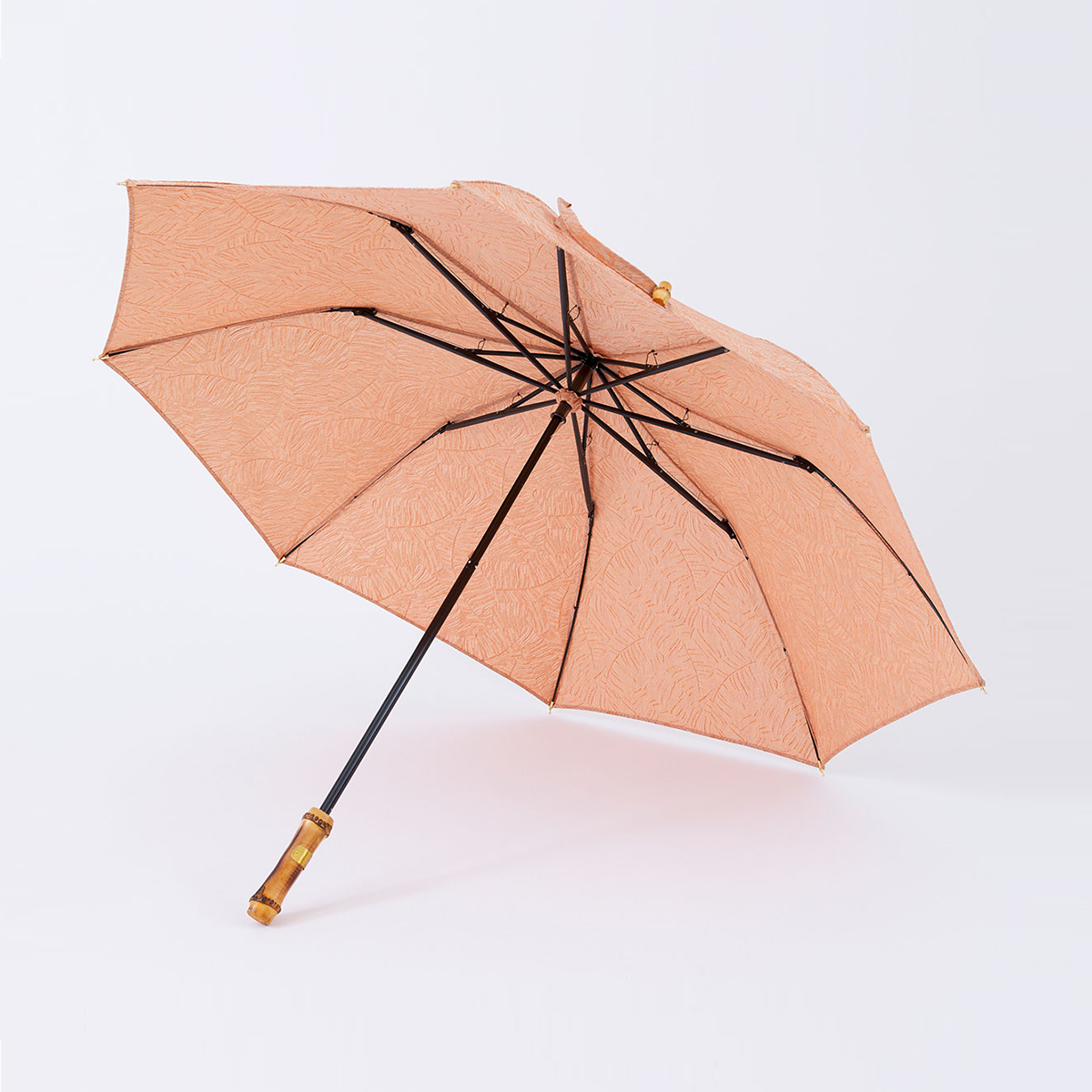 葉模様のジャカード生地で作った折り畳み日傘