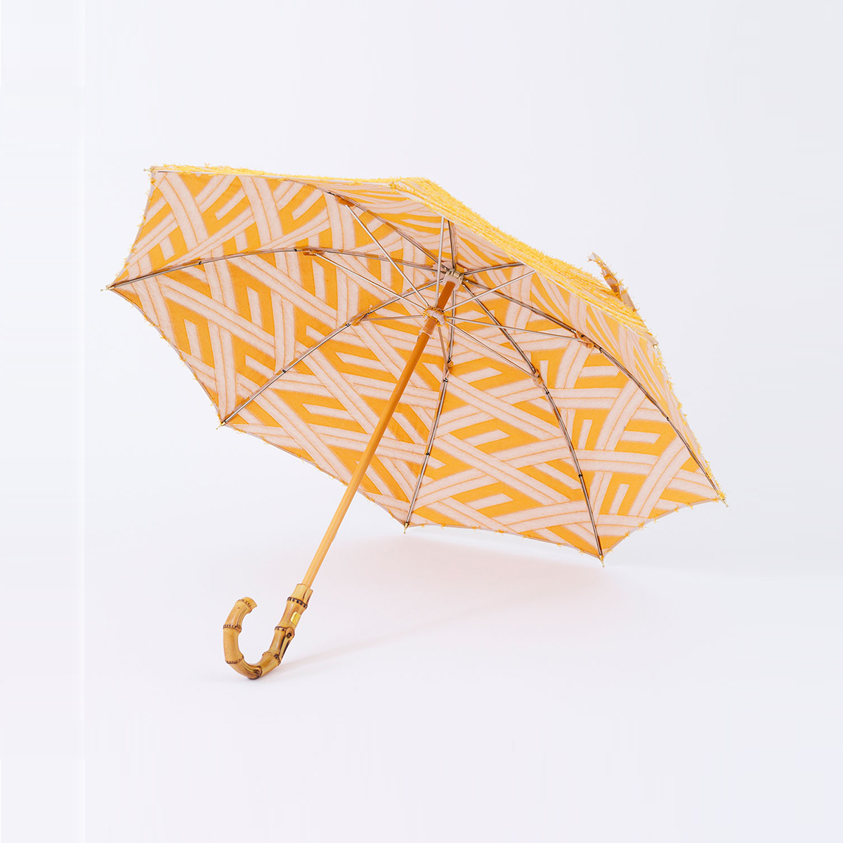 菱模様のジャカード生地で作った晴雨兼用傘