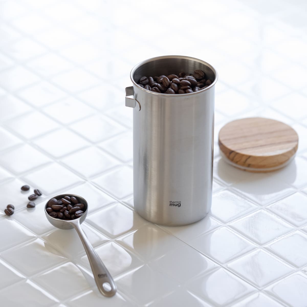 【テーブルウェアまとめ割対象】【thermo mug】TSUBAME 燕 COFFEE CANISTER コーヒーキャニスターL (HOOK)_T-CCL21(シルバー)