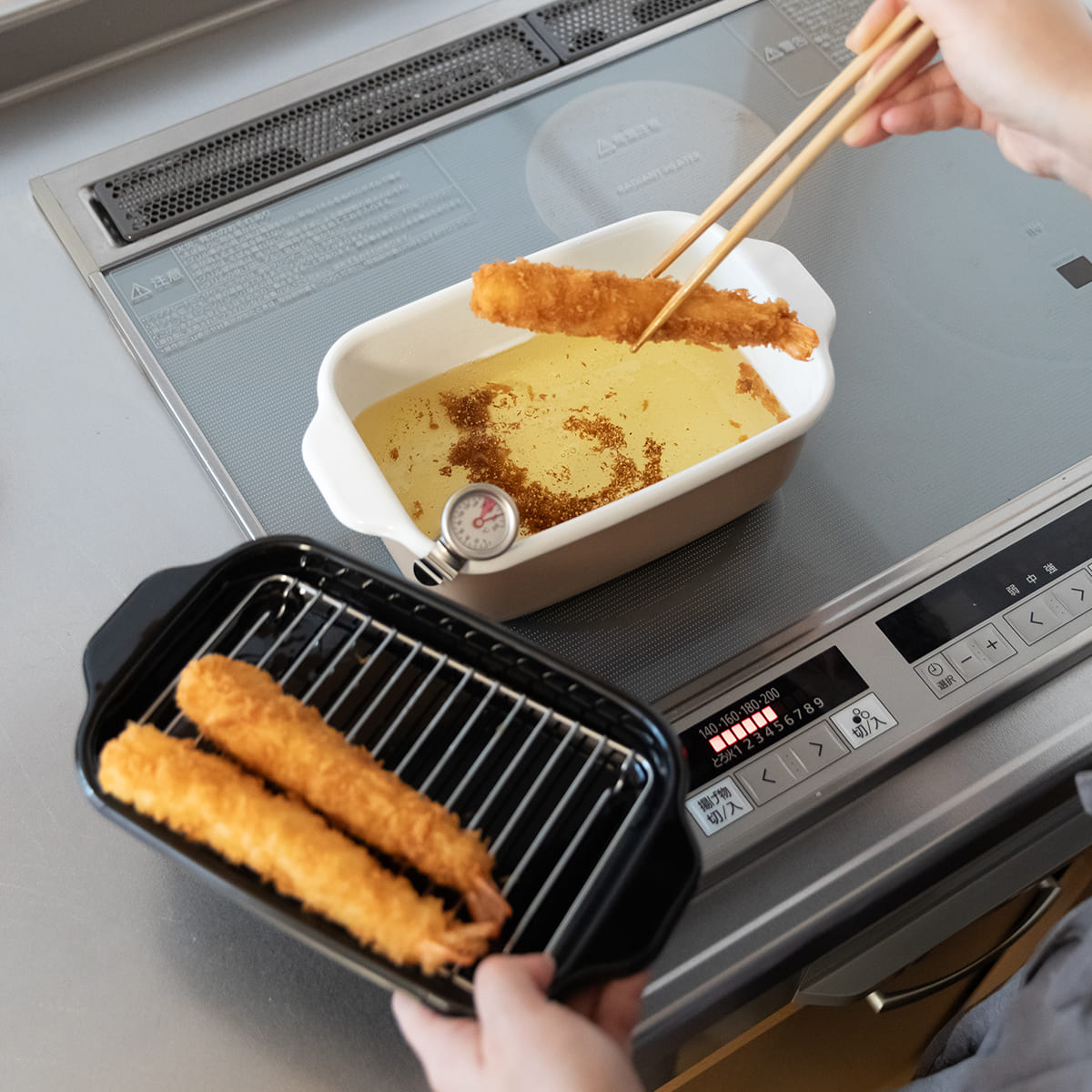 【別注】【富士ホーロー】角型天ぷら鍋・オイルポットセット