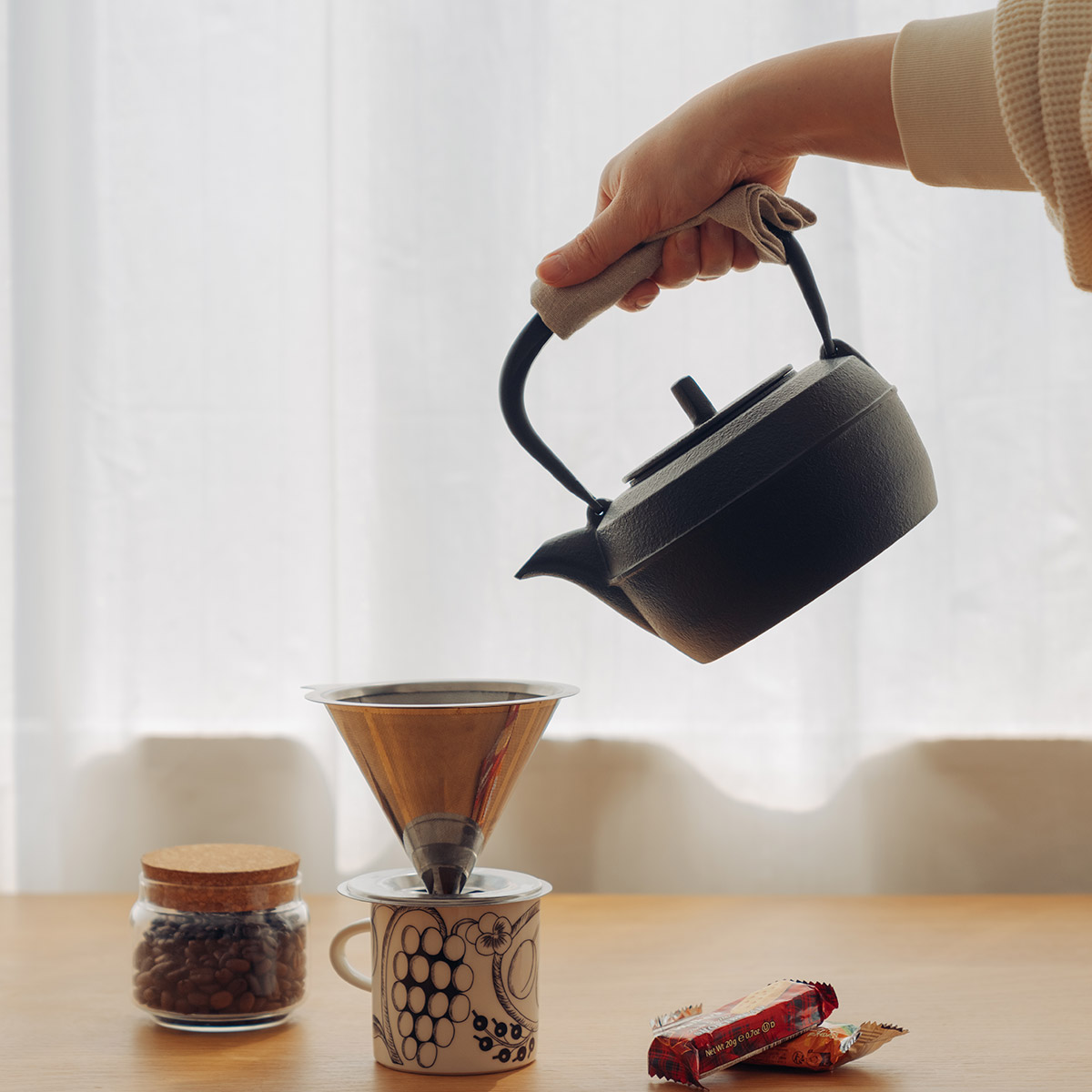 【3BUY20%OFF対象】【岩鋳】南部鉄器 鉄瓶 ケトルバウム黒焼付 1.1L IH対応