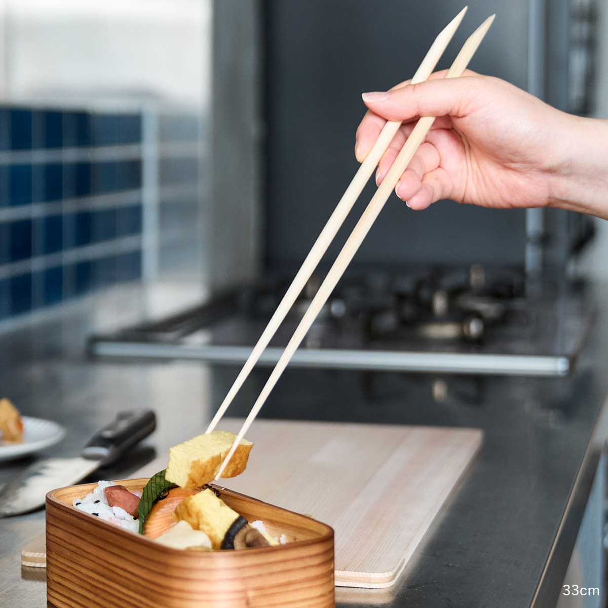 【にちにち道具】竹の道具 菜ばしそろえ 無垢 33cm・30cm 2膳組(丸)(33cm)