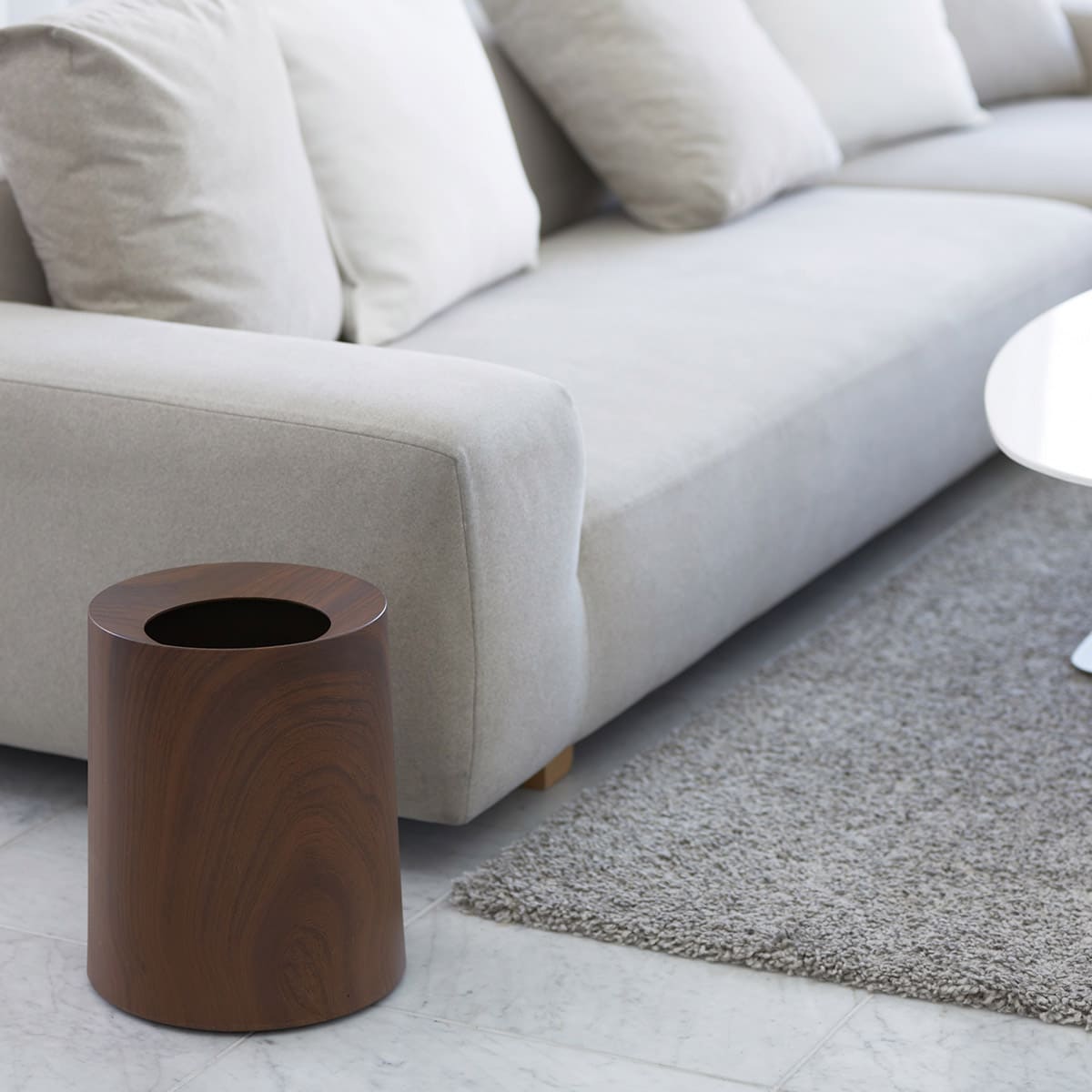 【ideaco】TUBELOR HOMME 丸型ゴミ箱 ウッド(ローズウッド)