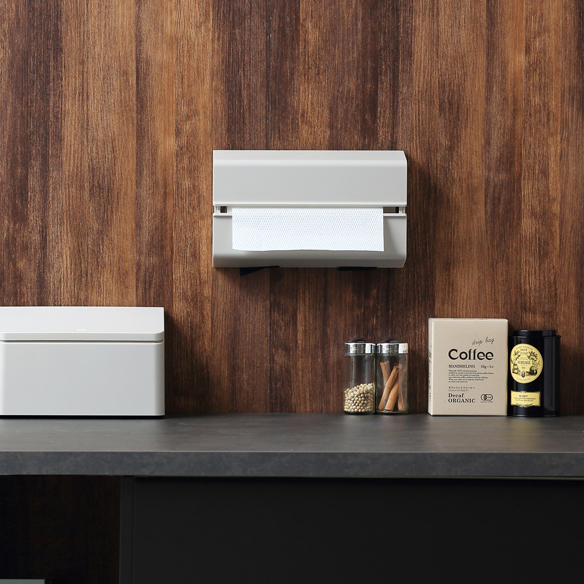 【ideaco】WALL PT キッチンペーパータオル/ティッシュケース(グレー)