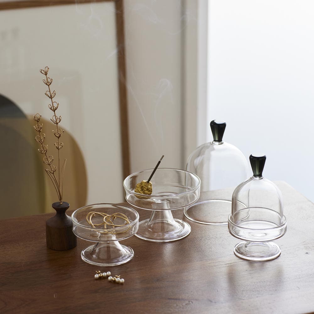 香皿としても使える 蓋付きガラスのミニコンポート S