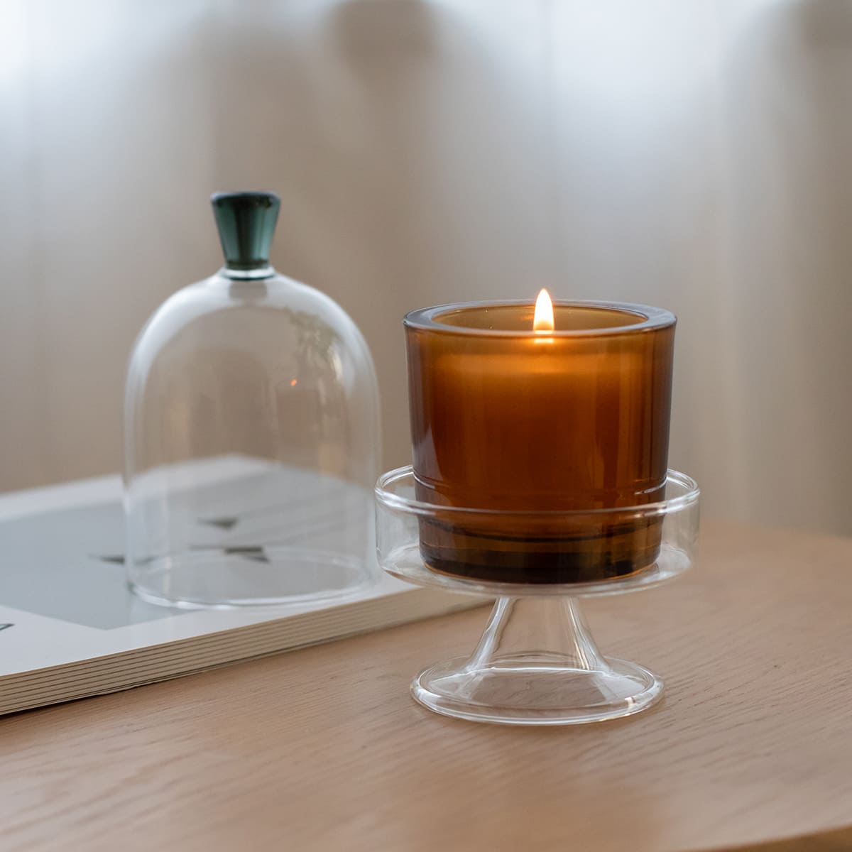 香皿としても使える 蓋付きガラスのミニコンポート M