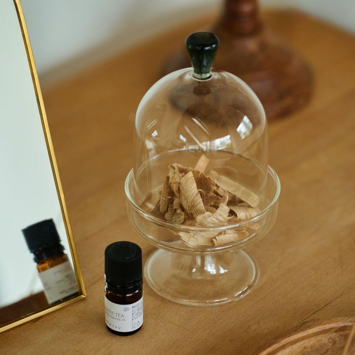 香皿としても使える 蓋付きガラスのミニコンポート L