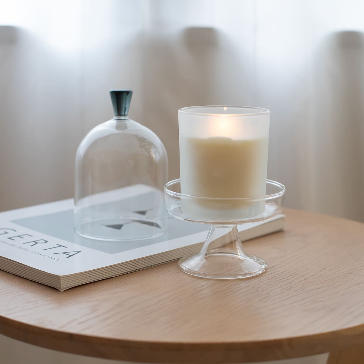 香皿としても使える 蓋付きガラスのミニコンポート L