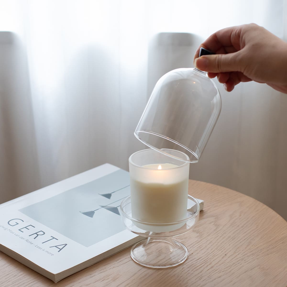 香皿としても使える 蓋付きガラスのミニコンポート L