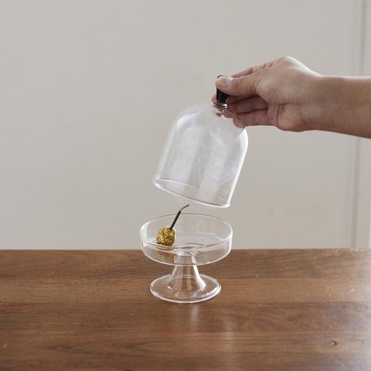 香皿としても使える 蓋付きガラスのミニコンポート L