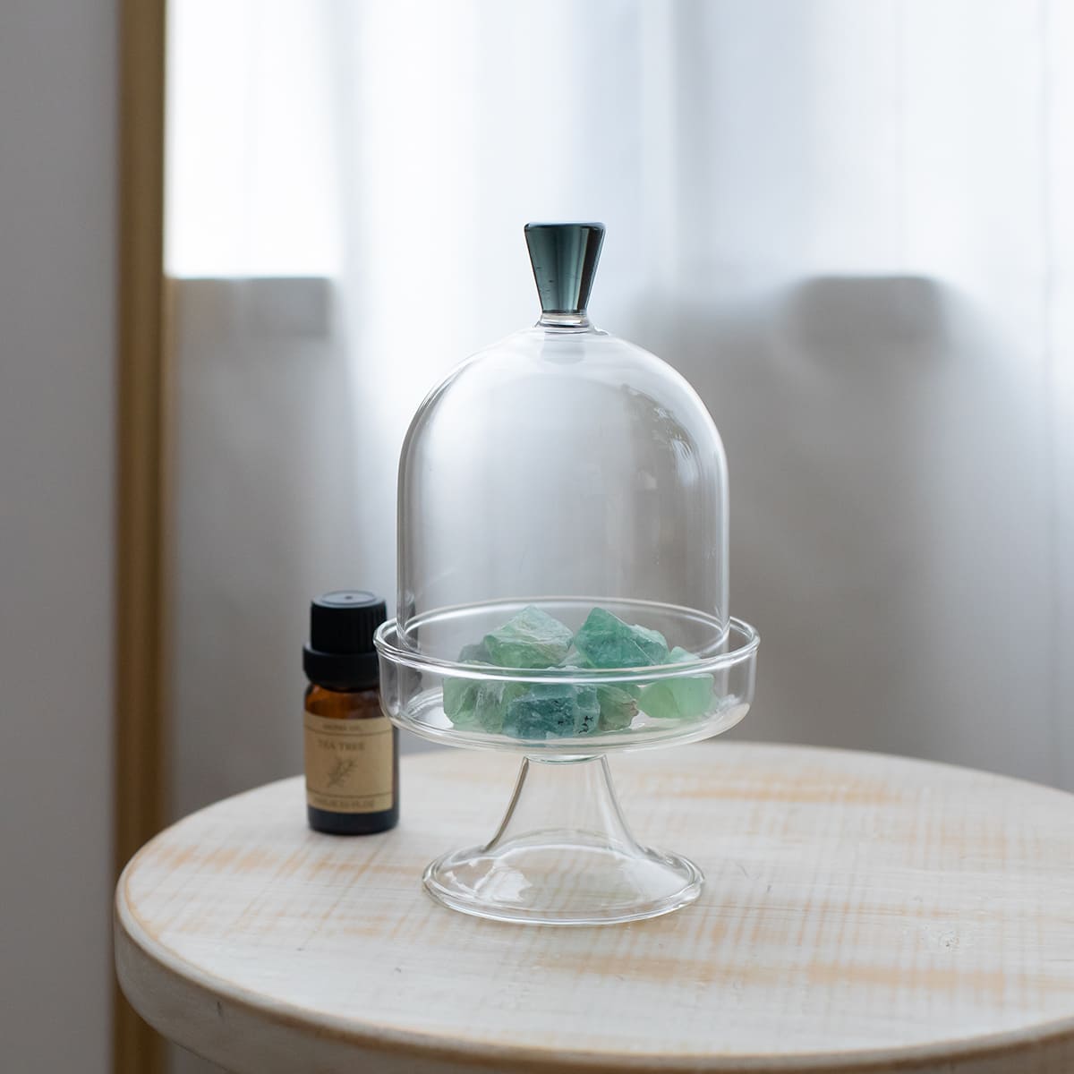 香皿としても使える 蓋付きガラスのミニコンポート L