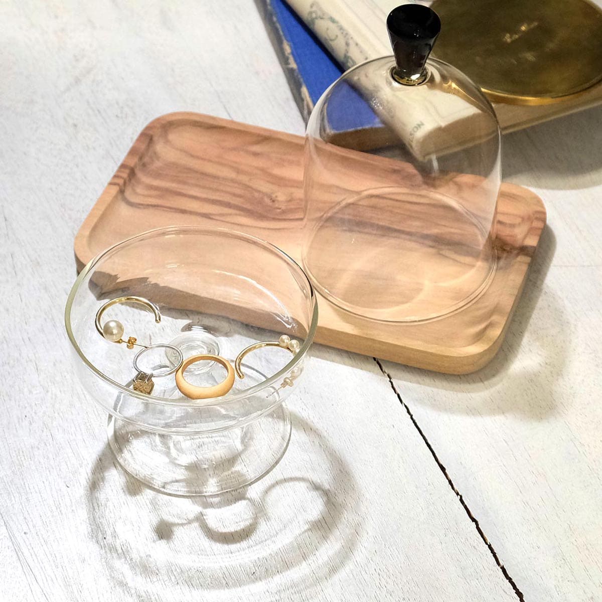 香皿としても使える 蓋付きガラスのミニコンポート L