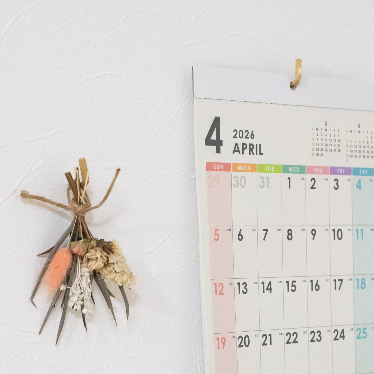 BRASSプッシュピン Ｌフック 5個入