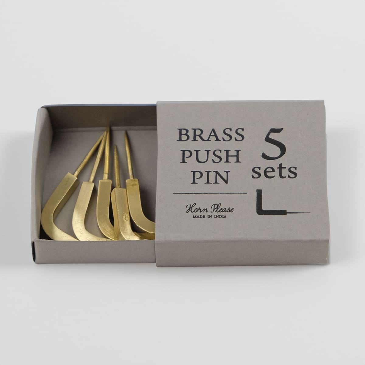 BRASSプッシュピン Ｌフック 5個入