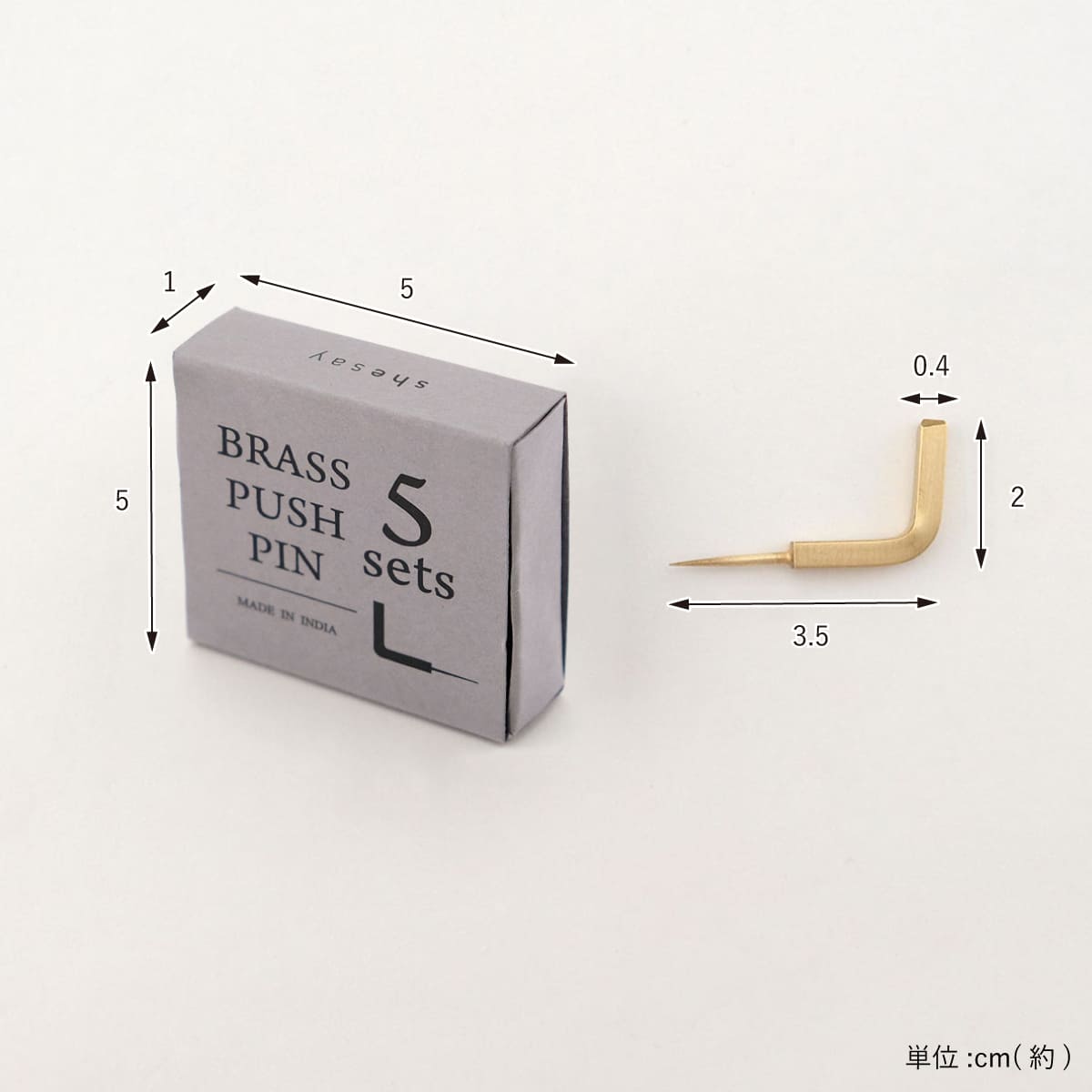 BRASSプッシュピン Ｌフック 5個入