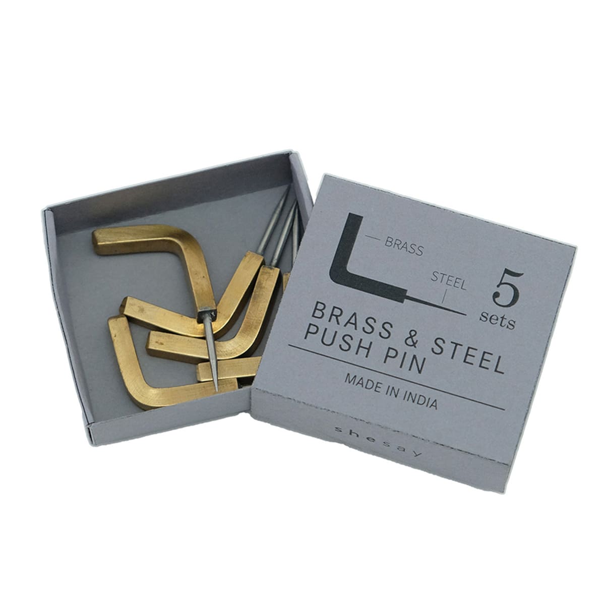 BRASSプッシュピン Ｌフック 5個入