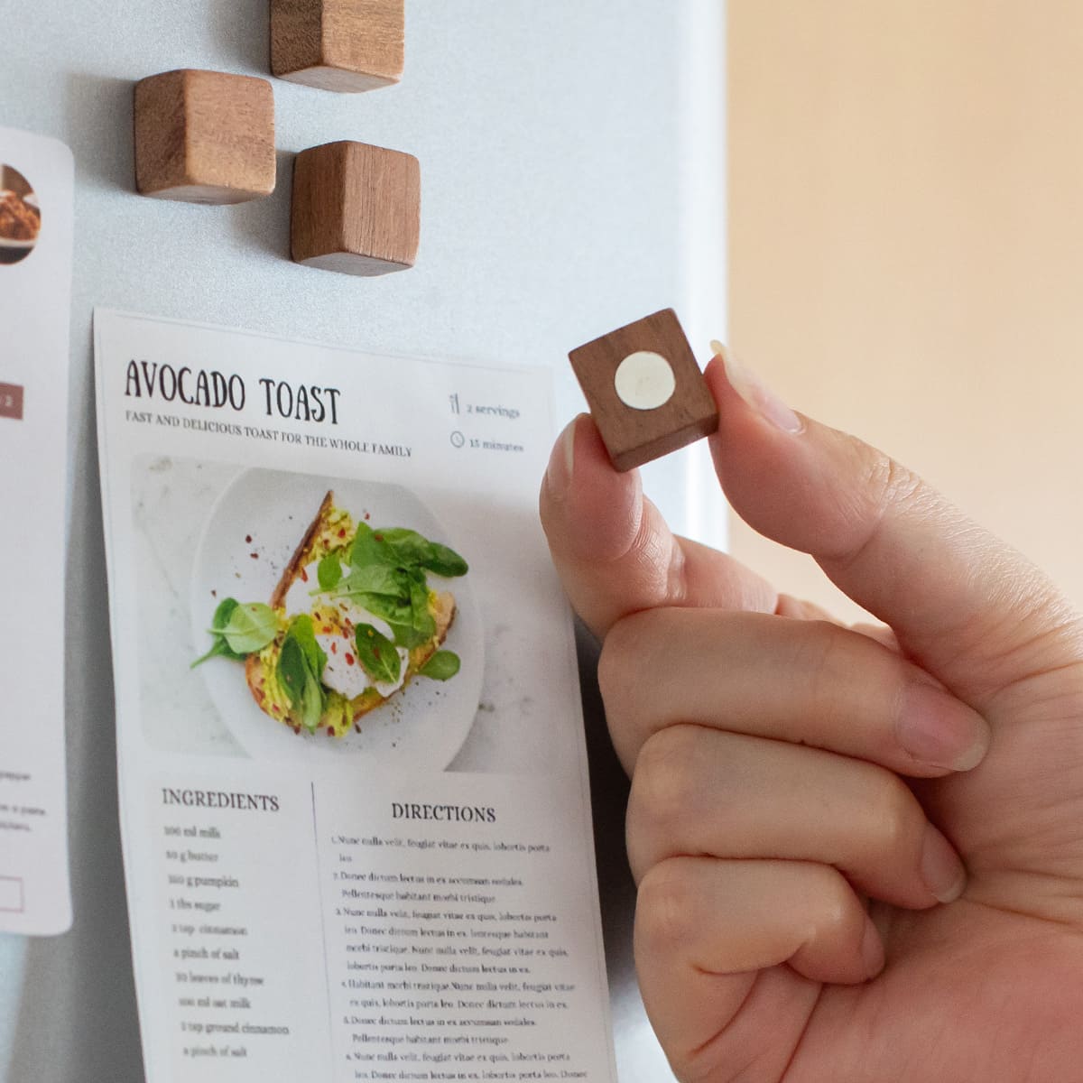 木のマグネット 5個入 スクエア