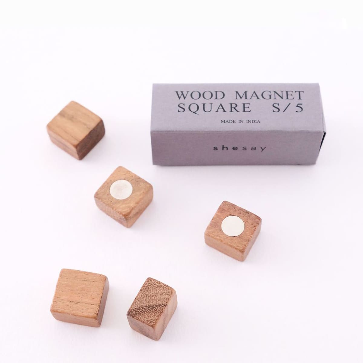 木のマグネット 5個入 スクエア