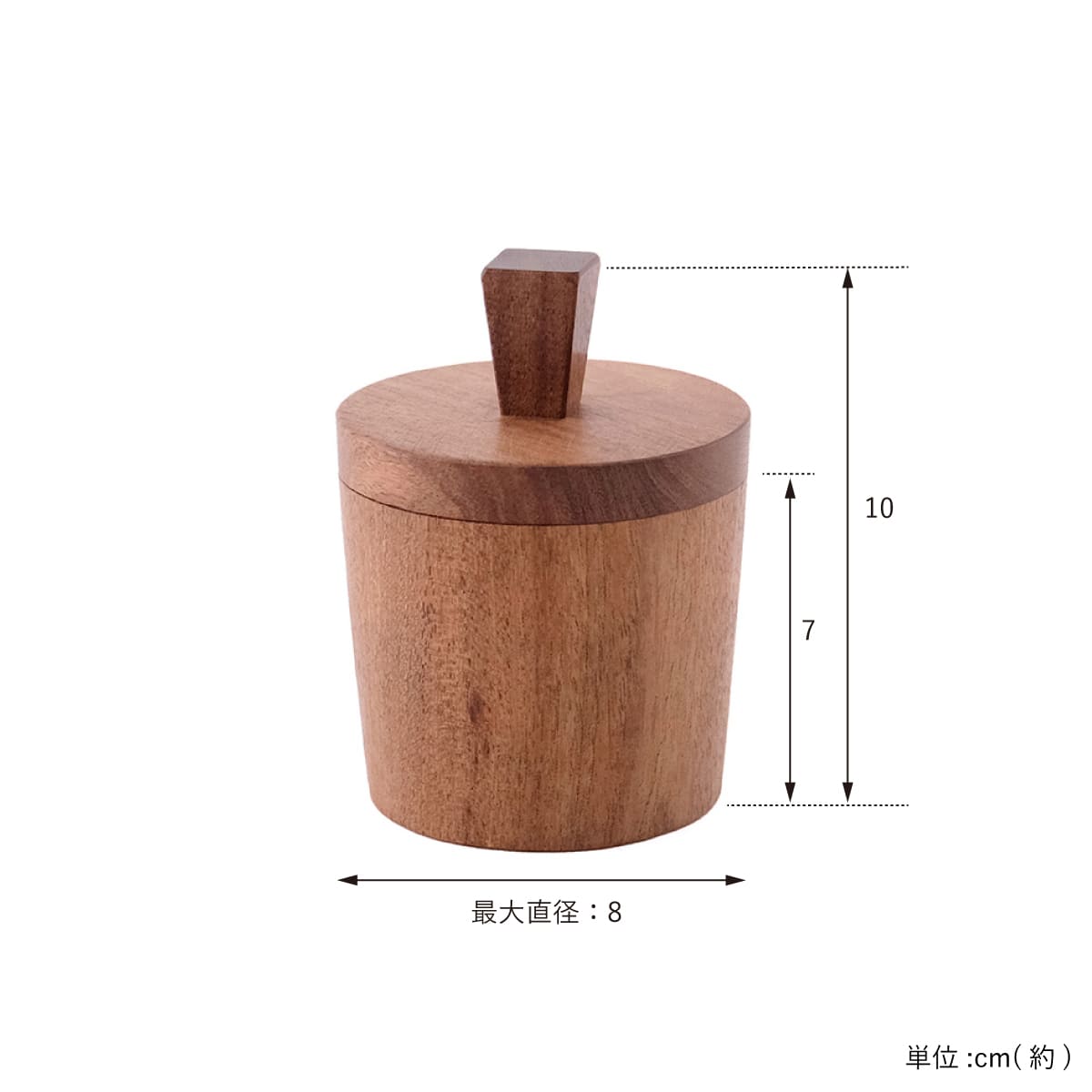 ミラー付きの木の小物入れ