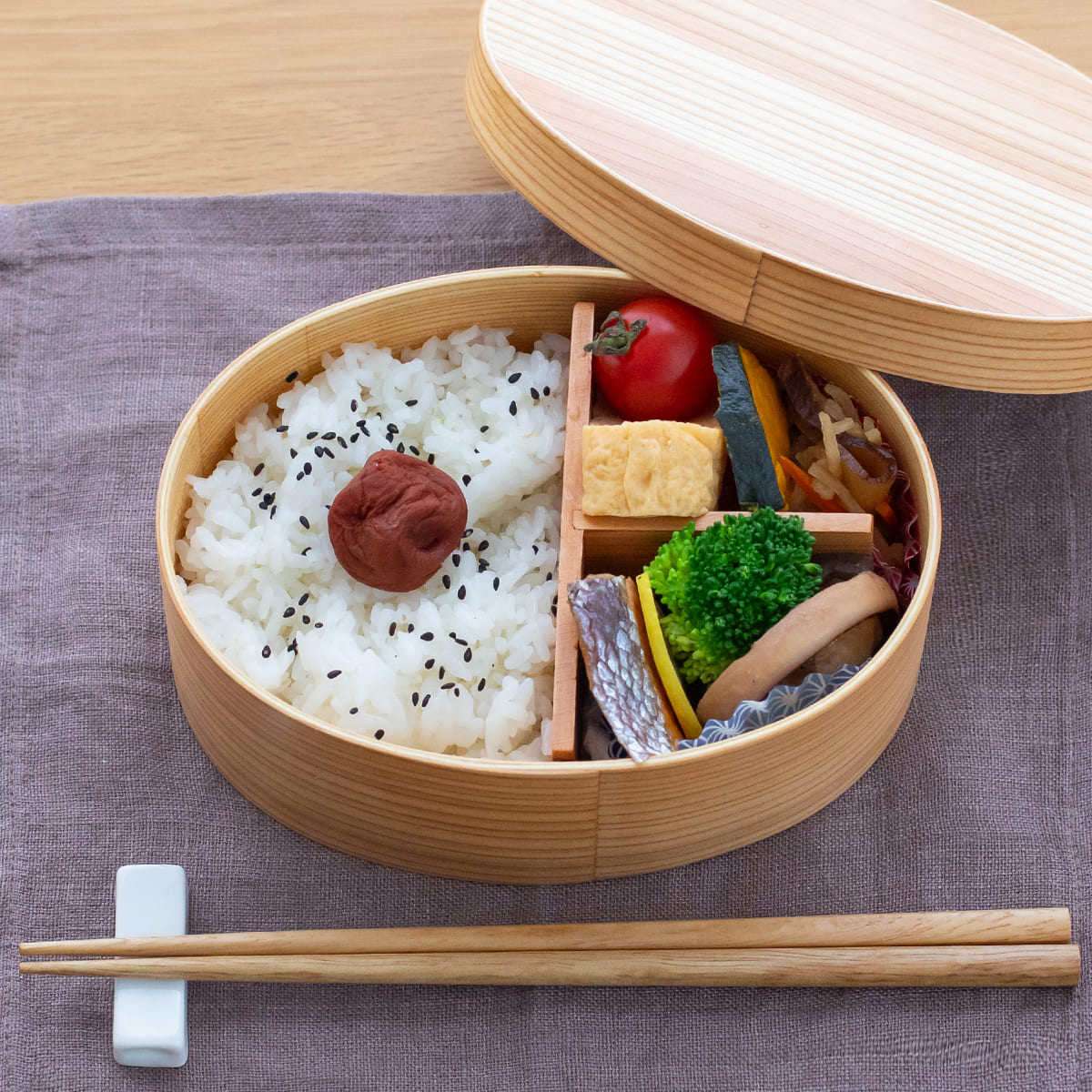 山中塗り レンジ・食洗機対応 杉の曲げわっぱ弁当箱 Mサイズ