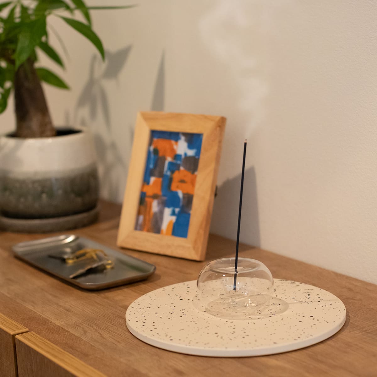 ハンドメイド吹きガラスインセンスホルダー(クリア)