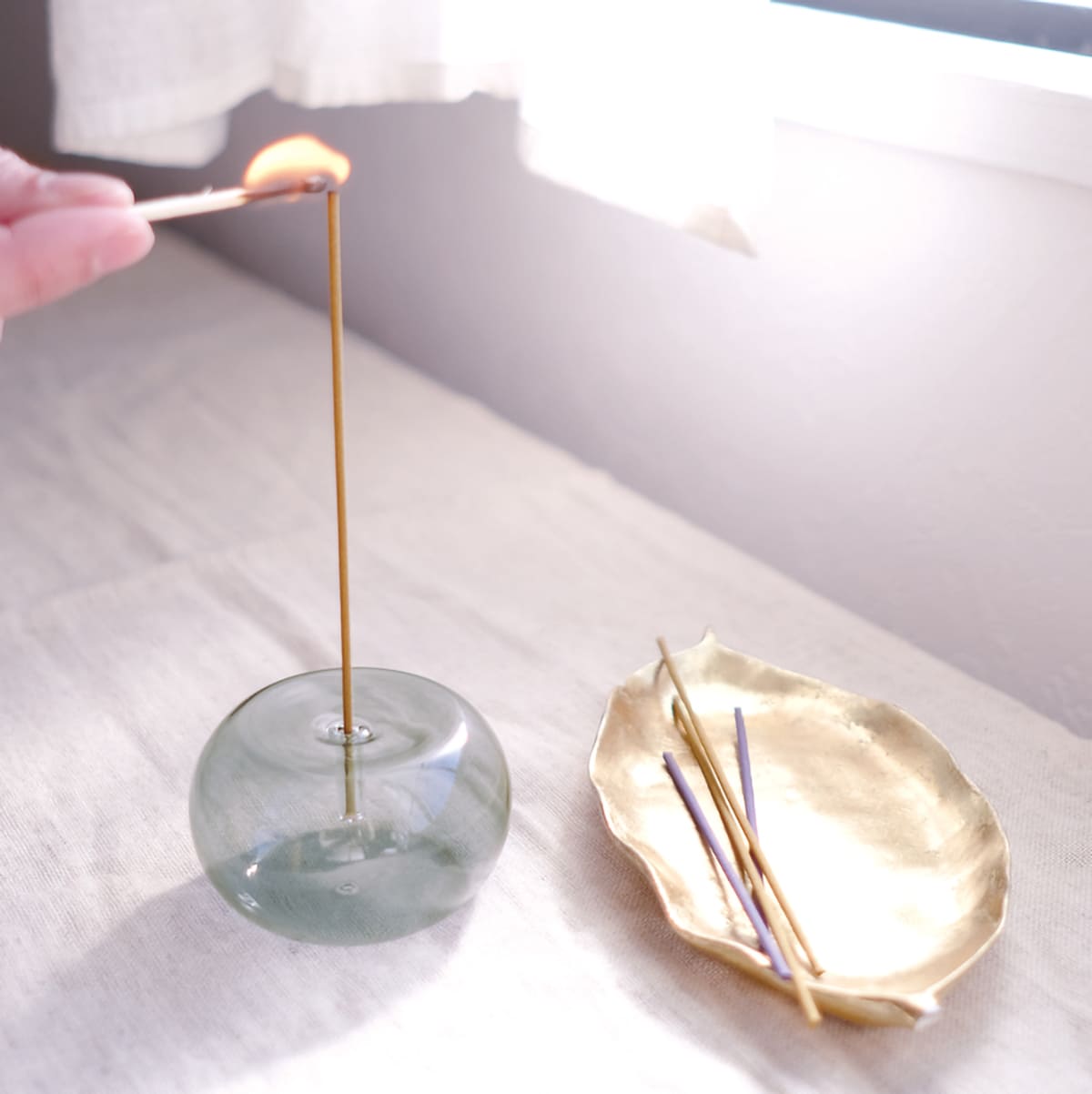 ハンドメイド吹きガラスインセンスホルダー