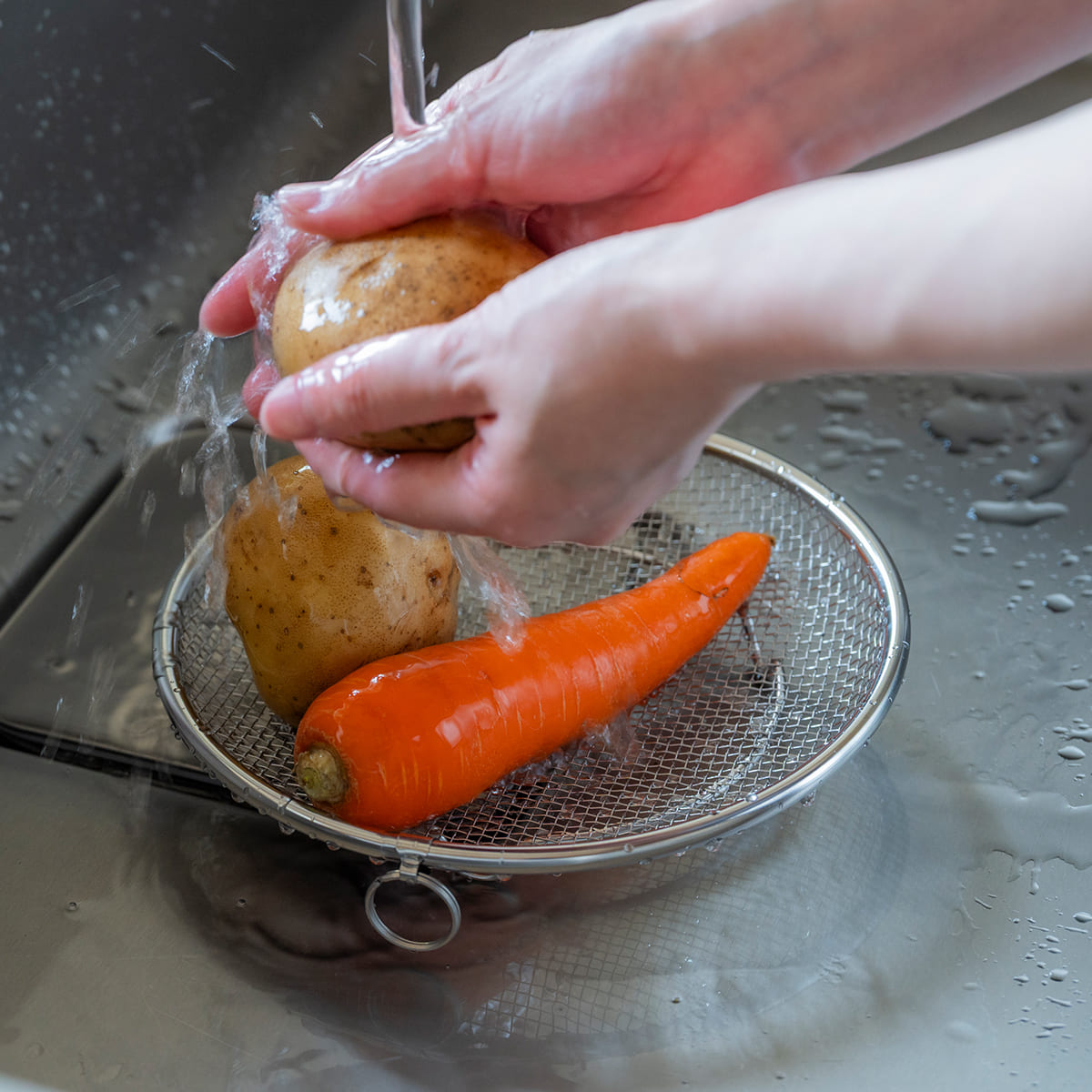 【bws SELECTION】盆ざる19cm 持ち上げフック付き