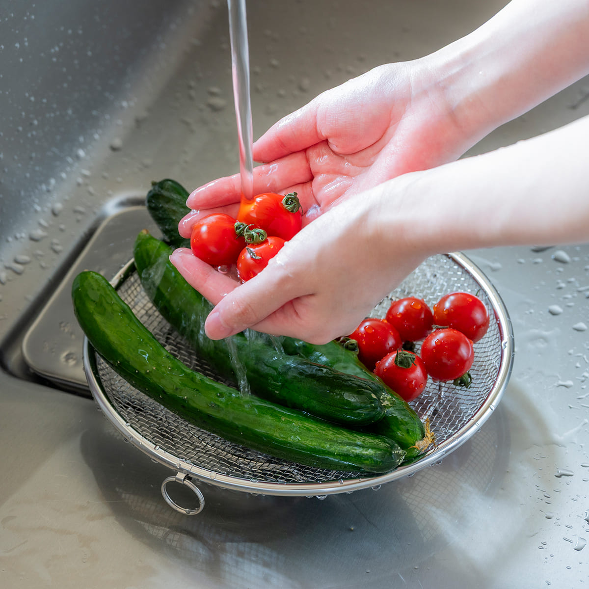 【bws SELECTION】盆ざる22cm 持ち上げフック付き