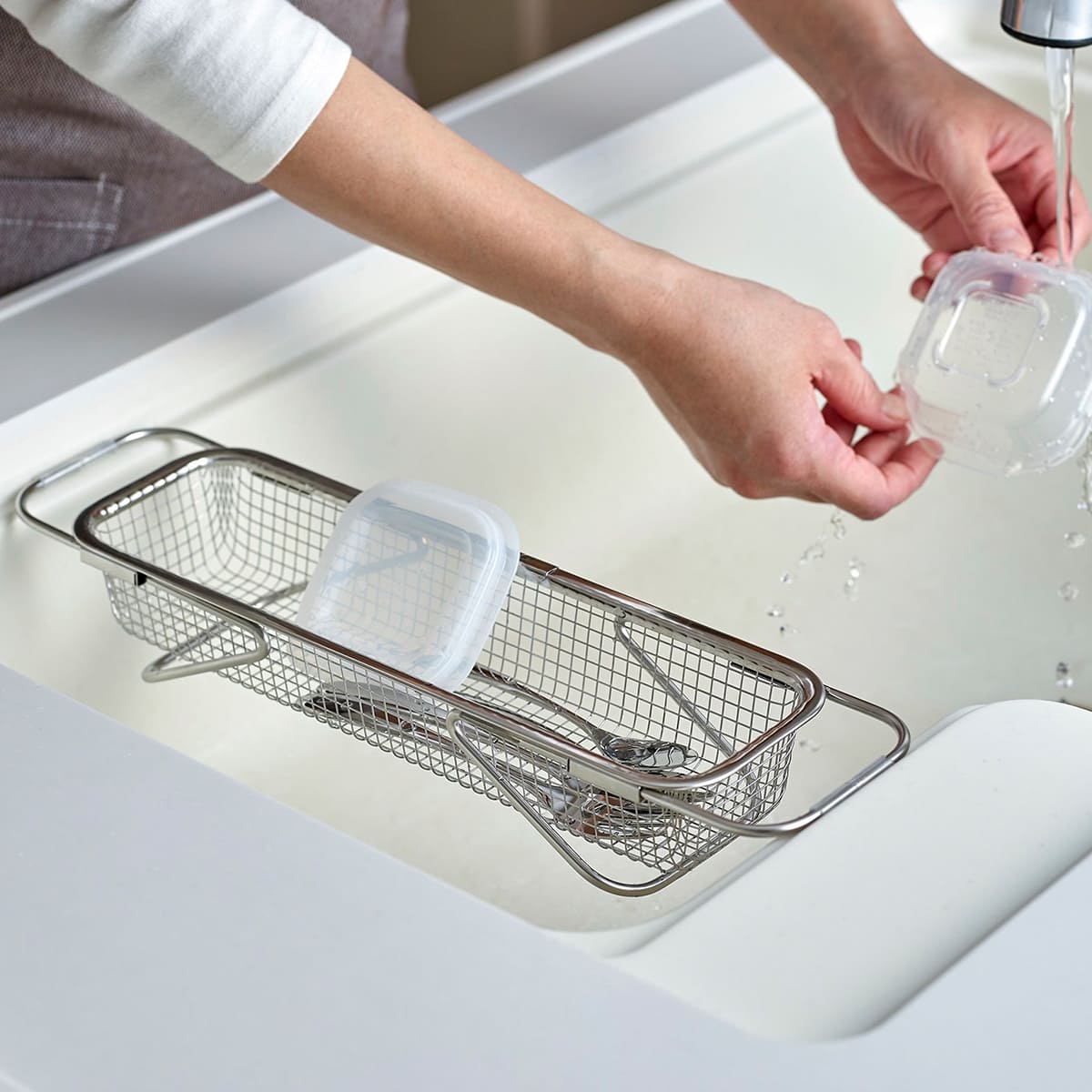 【AUX】leye 水切りメッシュかご スリム