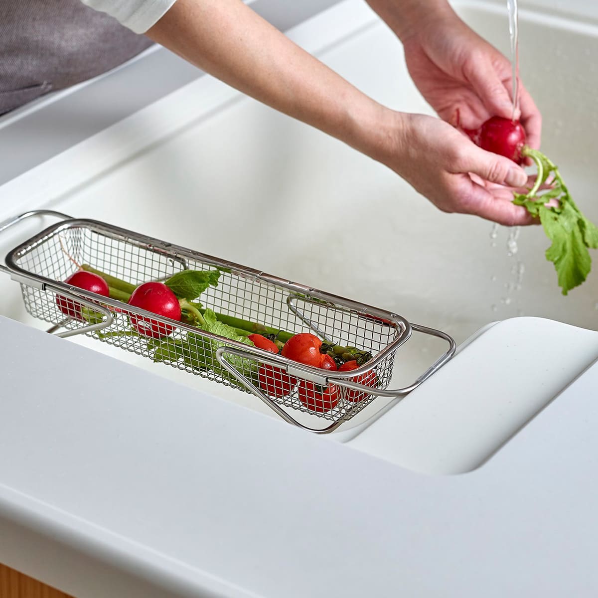 【AUX】leye 水切りメッシュかご スリム