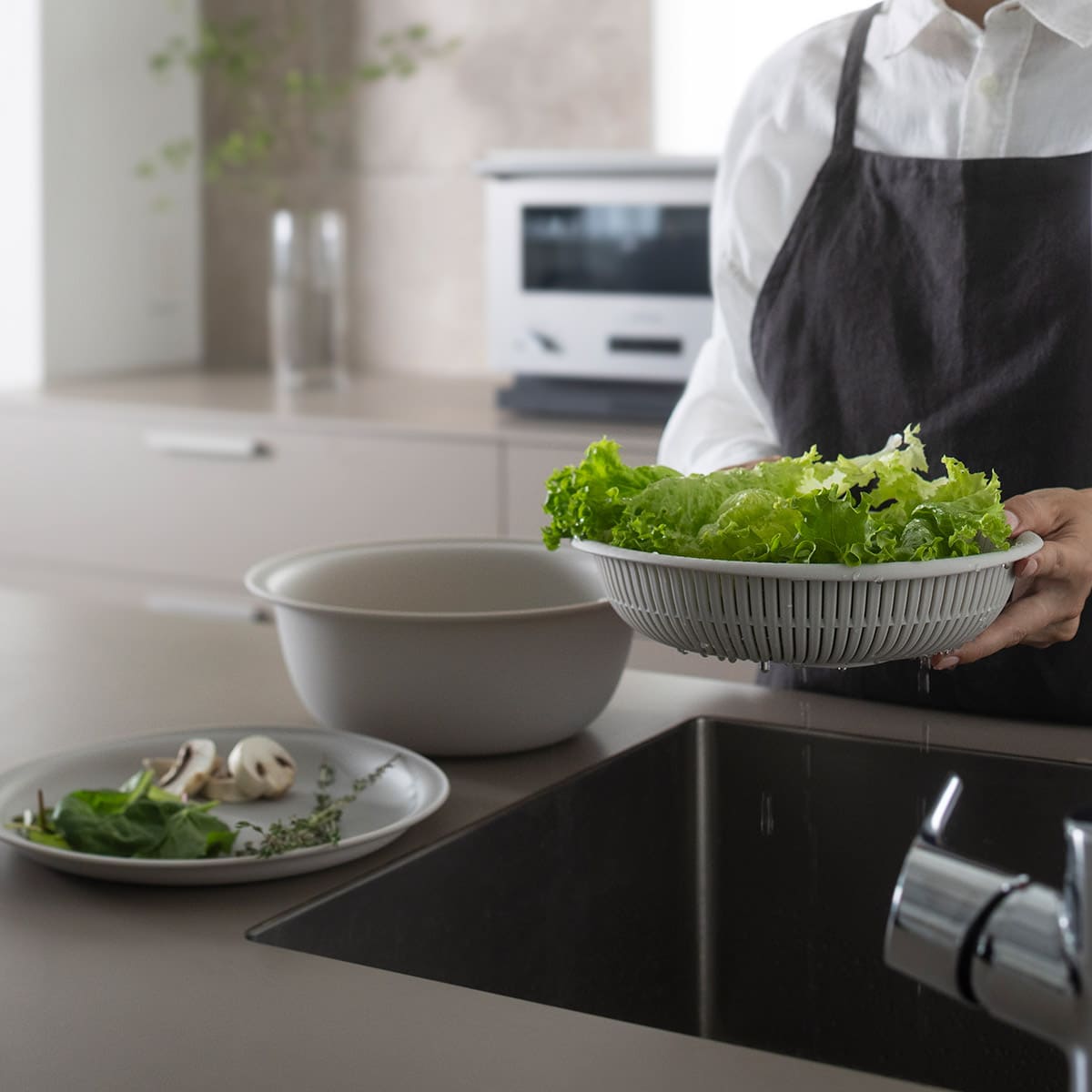 【marna】トレー付きザルボウル3点 21cm