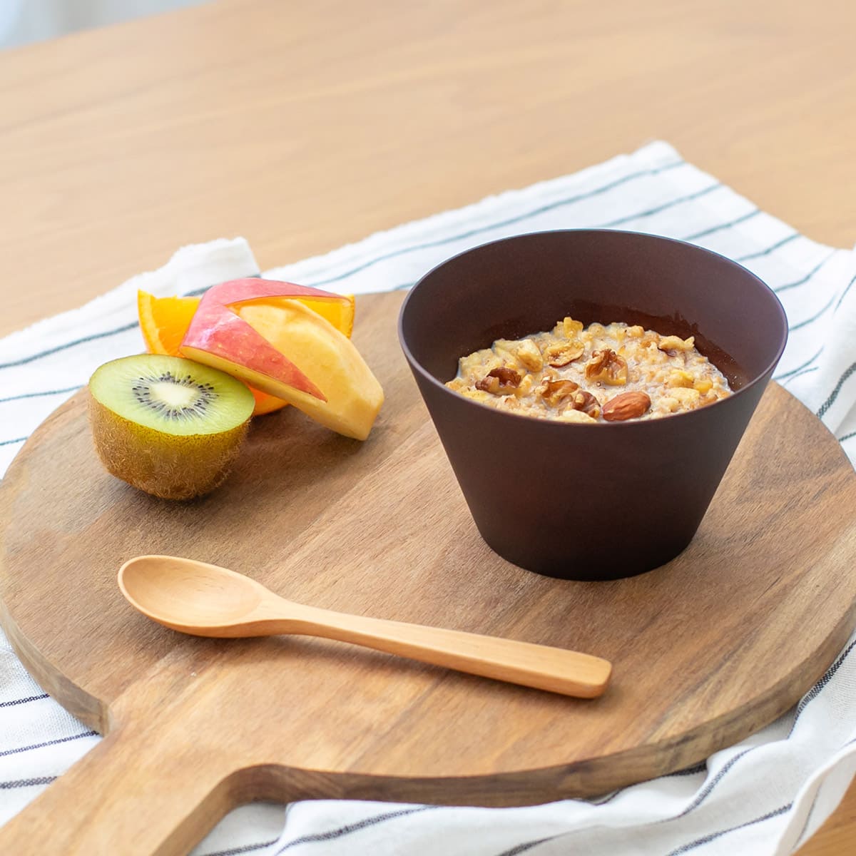 食洗器対応 天然木のウッドボウル 大(スクエア／ブラウン)