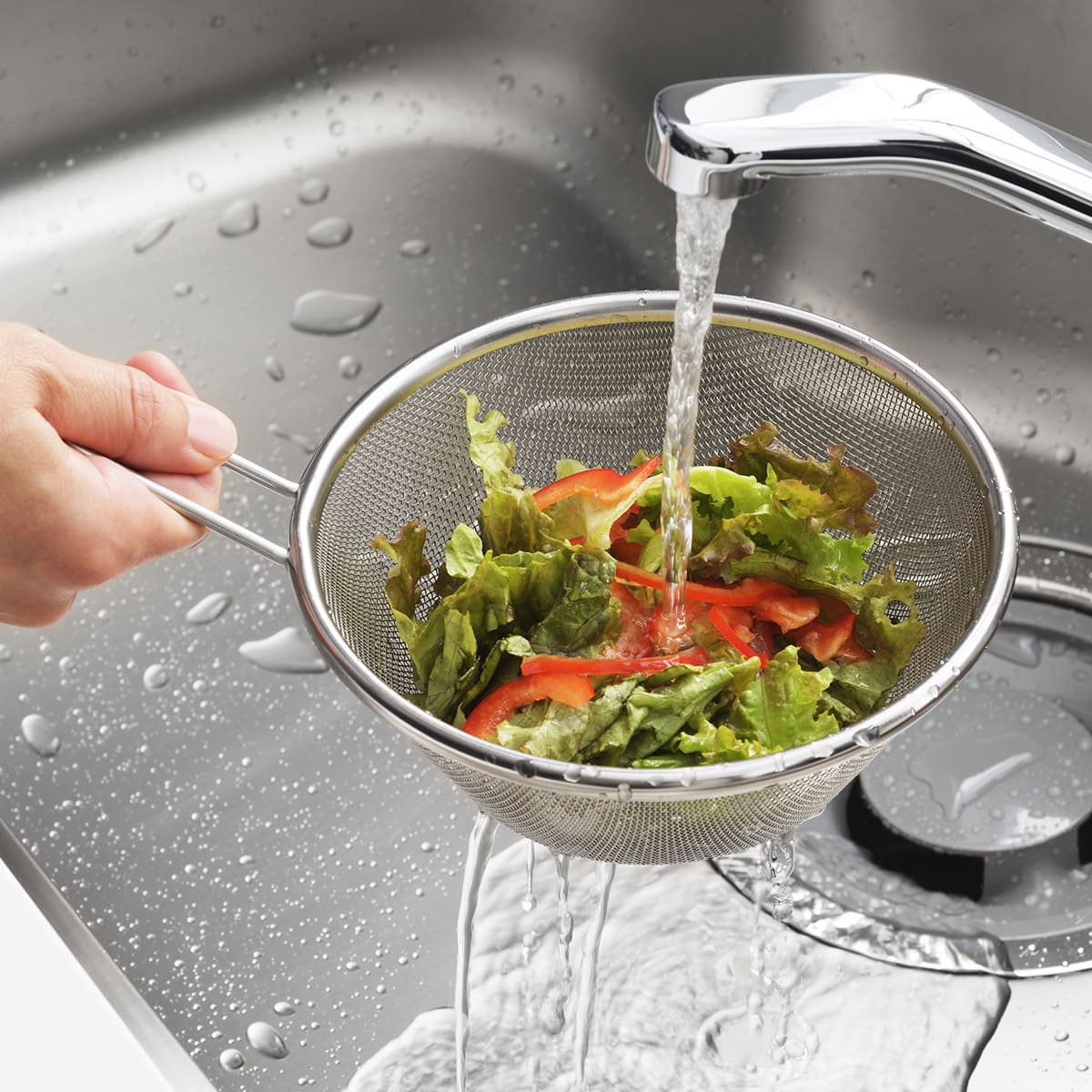【and】ステンレス手付きストレーナー16cm深型