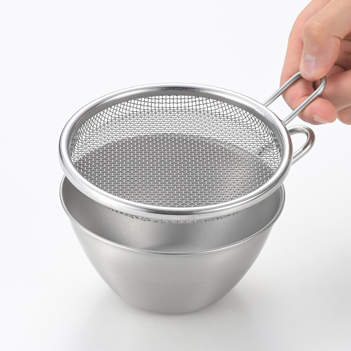 【and】ステンレス手付きストレーナー13cm