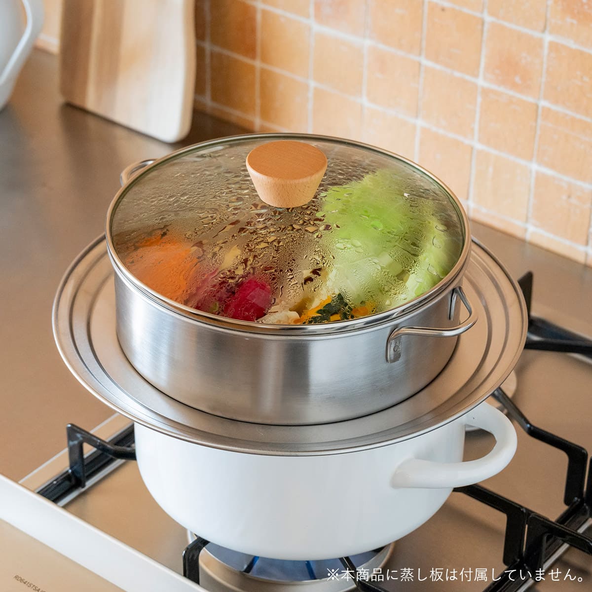 【bws SELECTION】ステンレスせいろ浅 フタ付2点セット