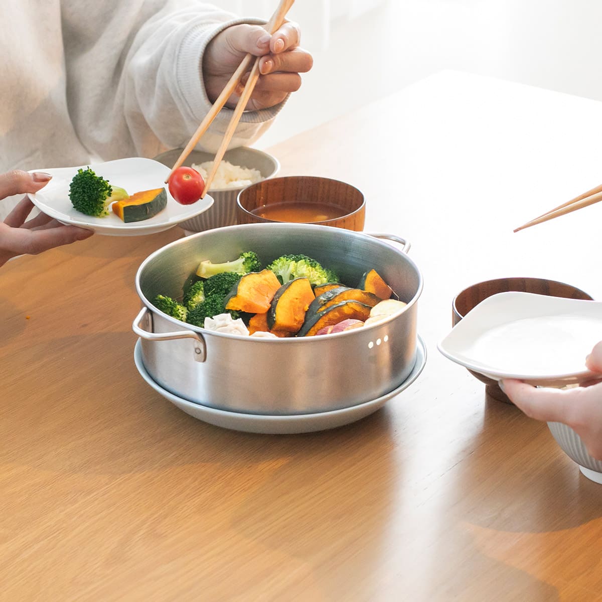 【bws SELECTION】ステンレスせいろ浅 フタ付2点セット