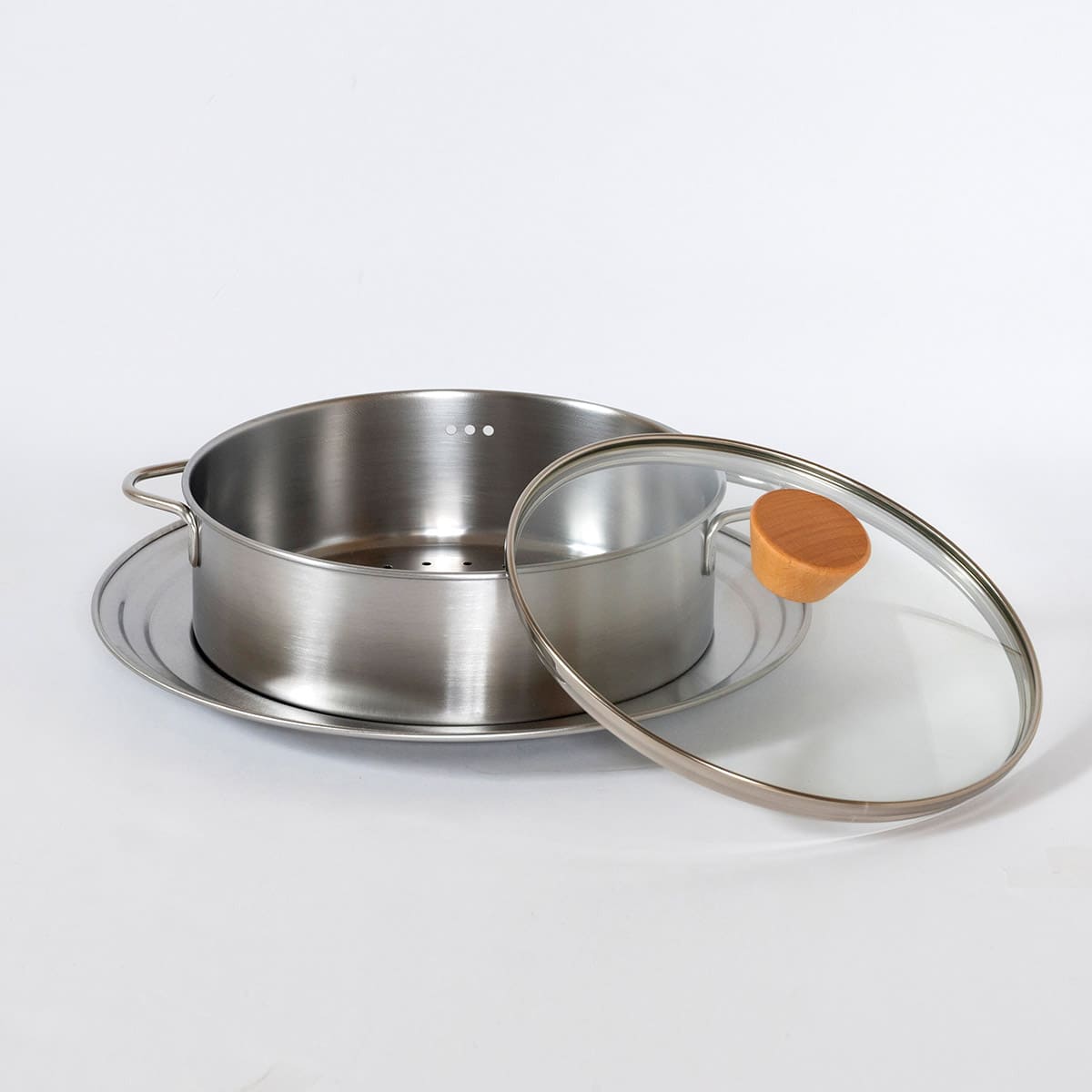 【bws SELECTION】ステンレスせいろ浅 フタ・蒸し板付3点セット