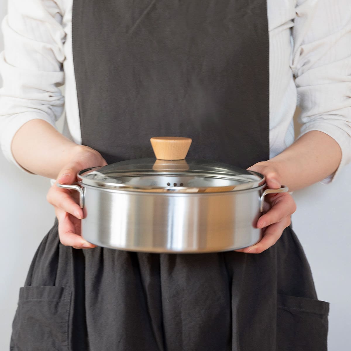 【bws SELECTION】ステンレスせいろ浅 フタ・蒸し板付3点セット