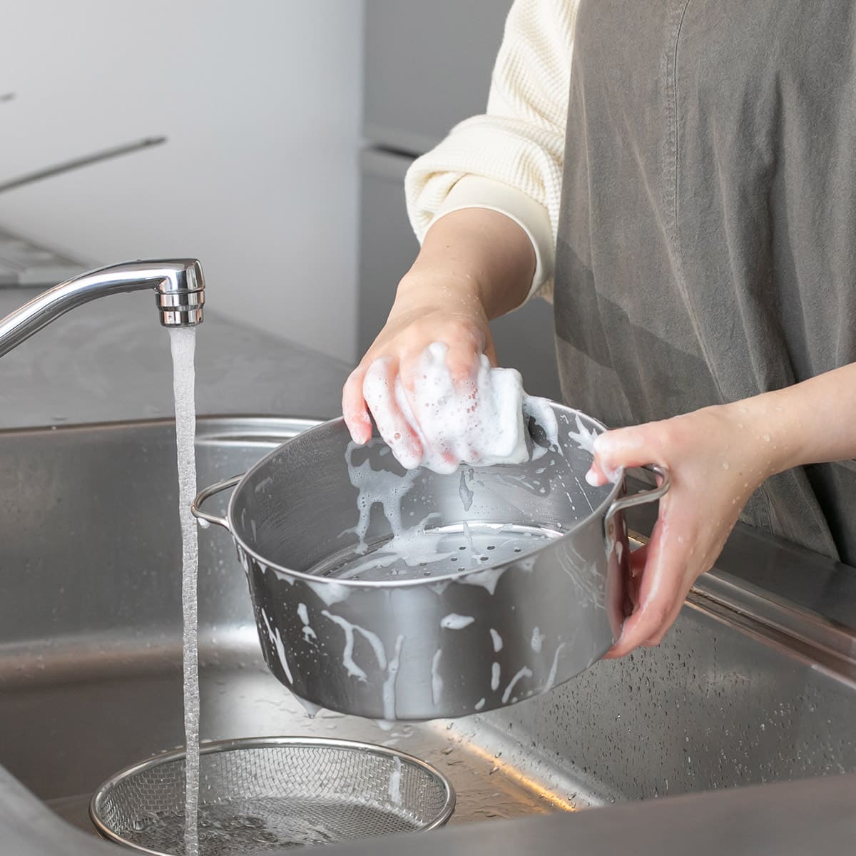 【bws SELECTION】ステンレスせいろ深 フタ・ザル付3点セット