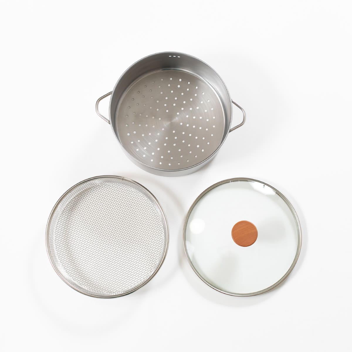 【bws SELECTION】ステンレスせいろ深 フタ・ザル付3点セット