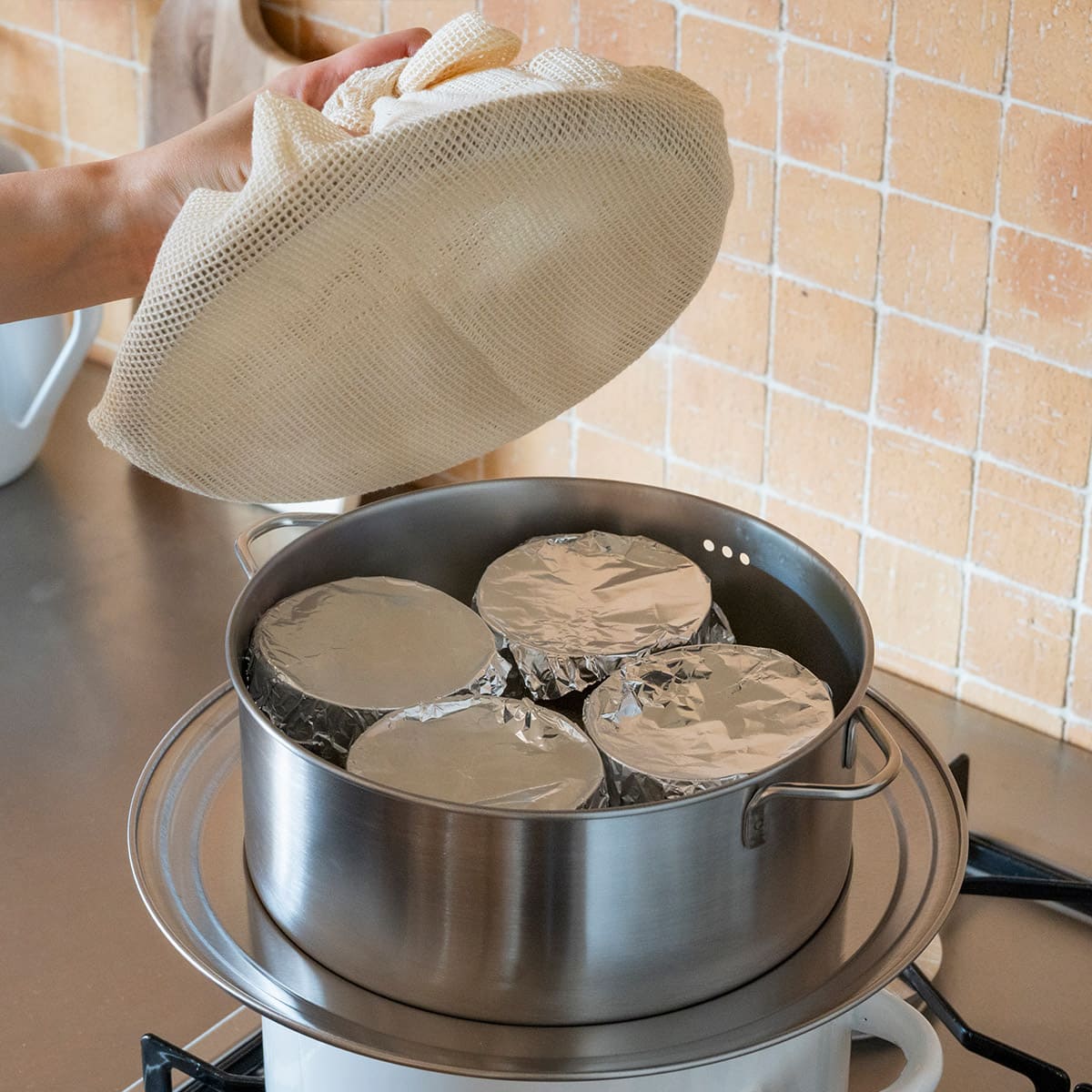 【bws SELECTION】ステンレスせいろ深 フタ・ザル・蒸し板4点セット