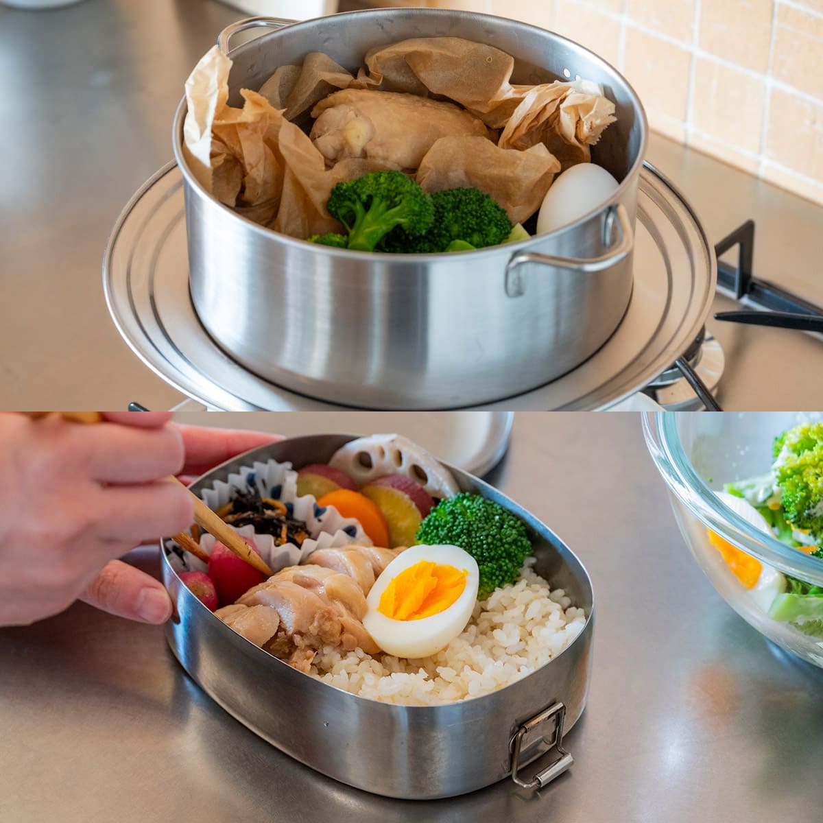 【bws SELECTION】ステンレスせいろ深 フタ・ザル・蒸し板4点セット