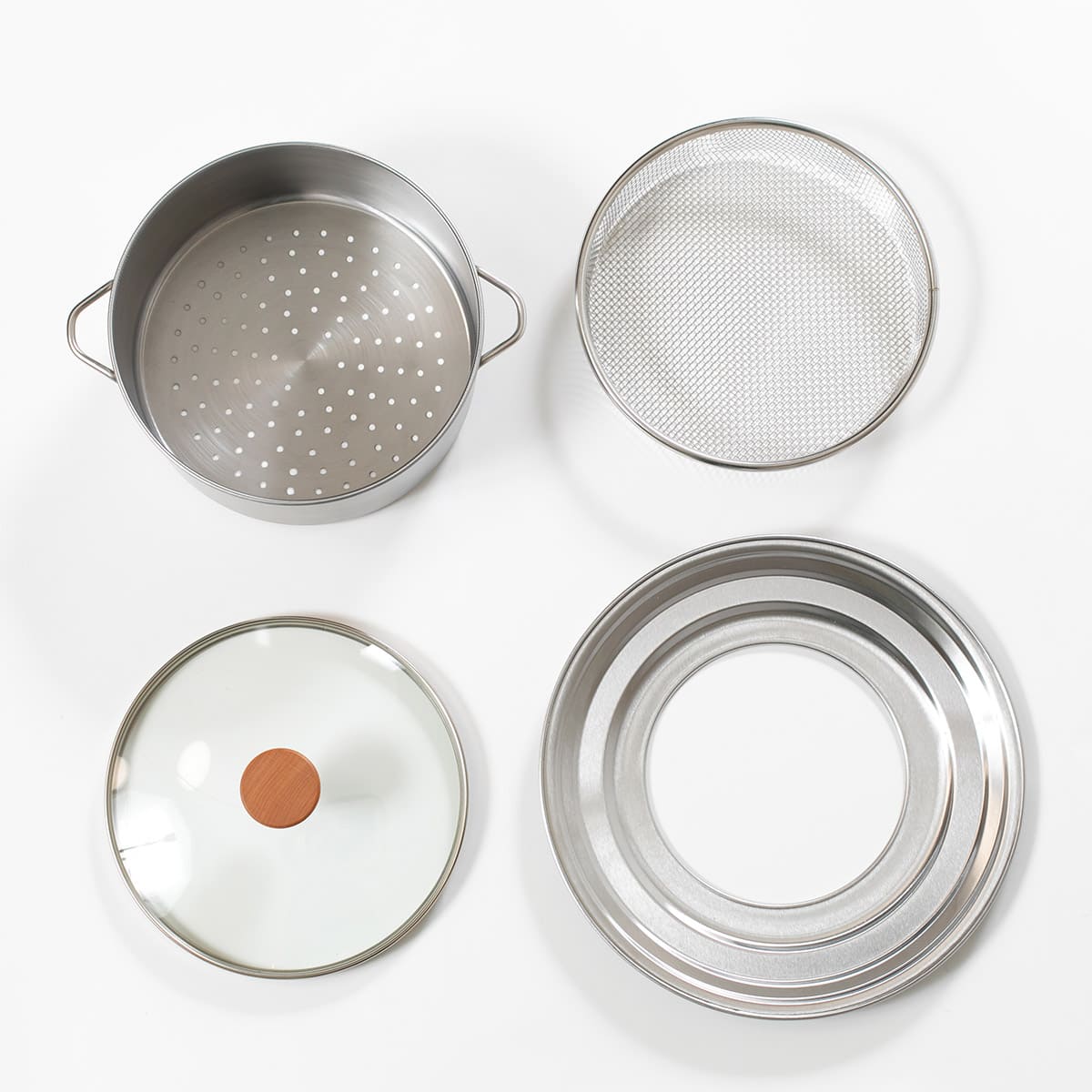 【bws SELECTION】ステンレスせいろ深 フタ・ザル・蒸し板4点セット