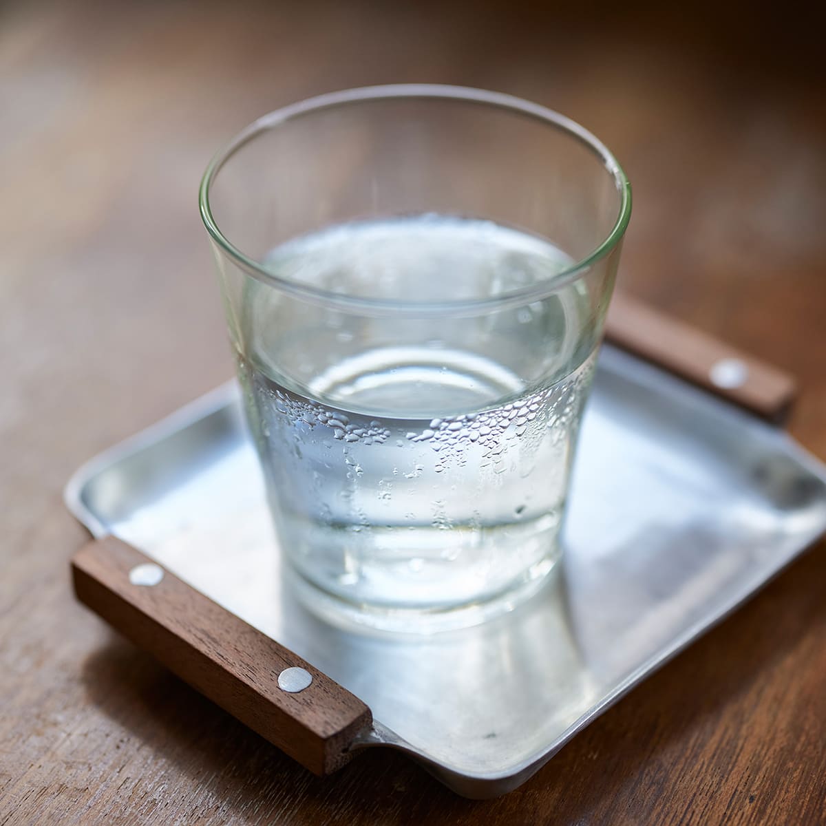 木の持ち手のアルミトレー ミニ