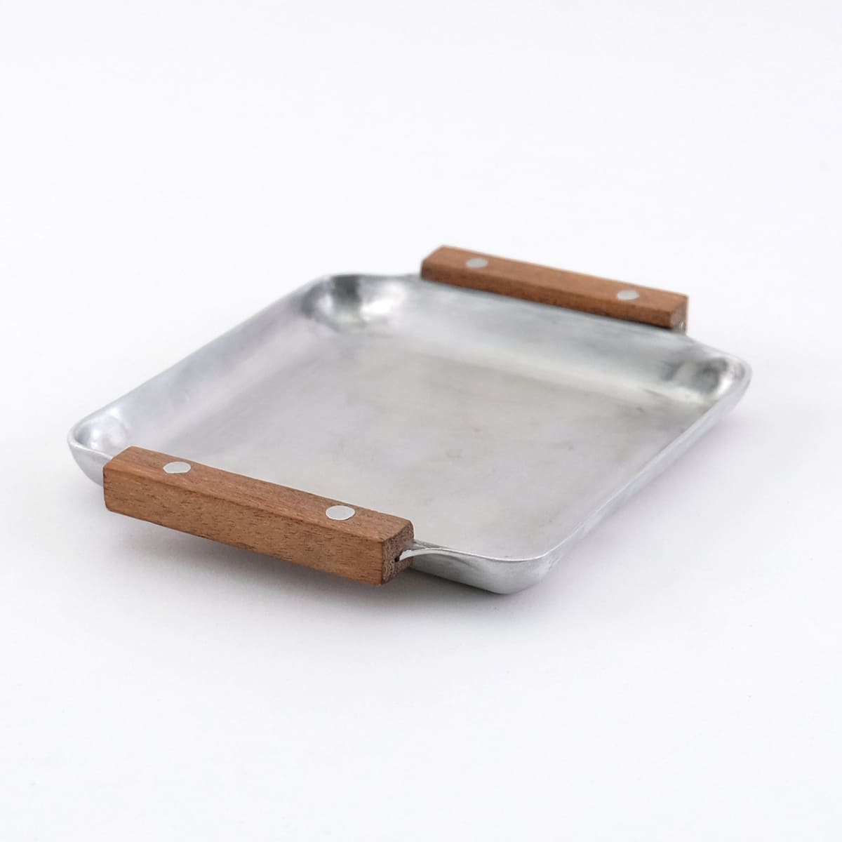 木の持ち手のアルミトレー ミニ