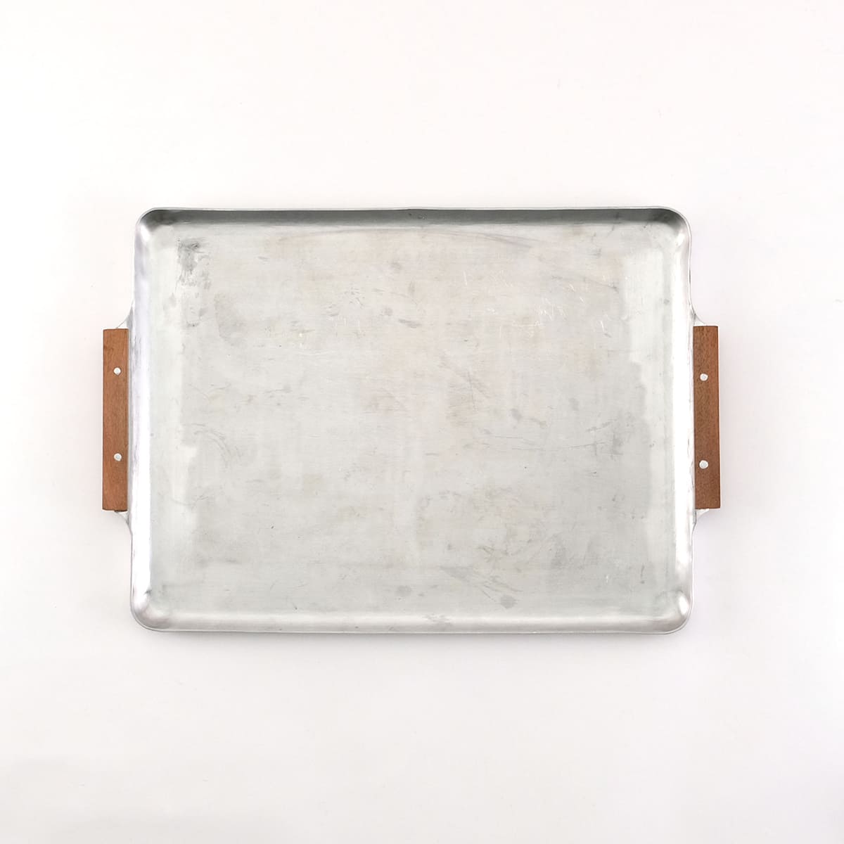 木の持ち手のアルミトレー L