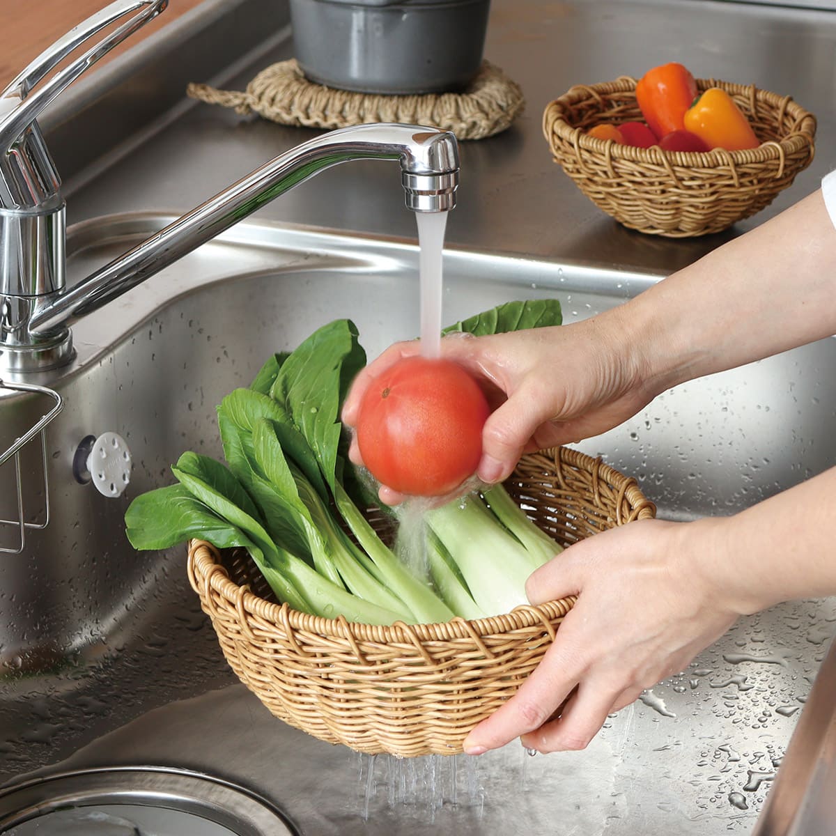 洗えるカゴ 深ざる 22cm