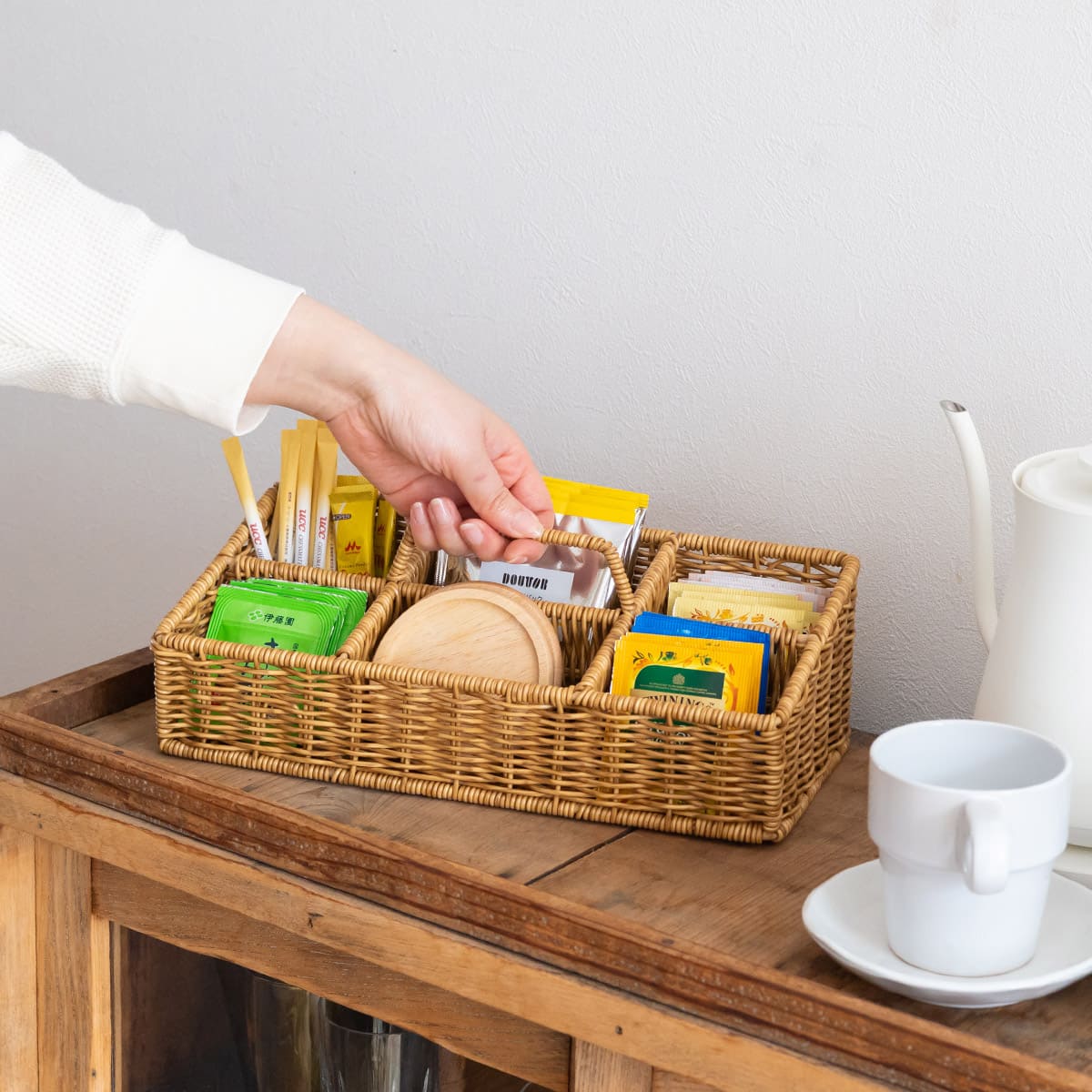 洗えるカゴ ハンドル付収納ボックス