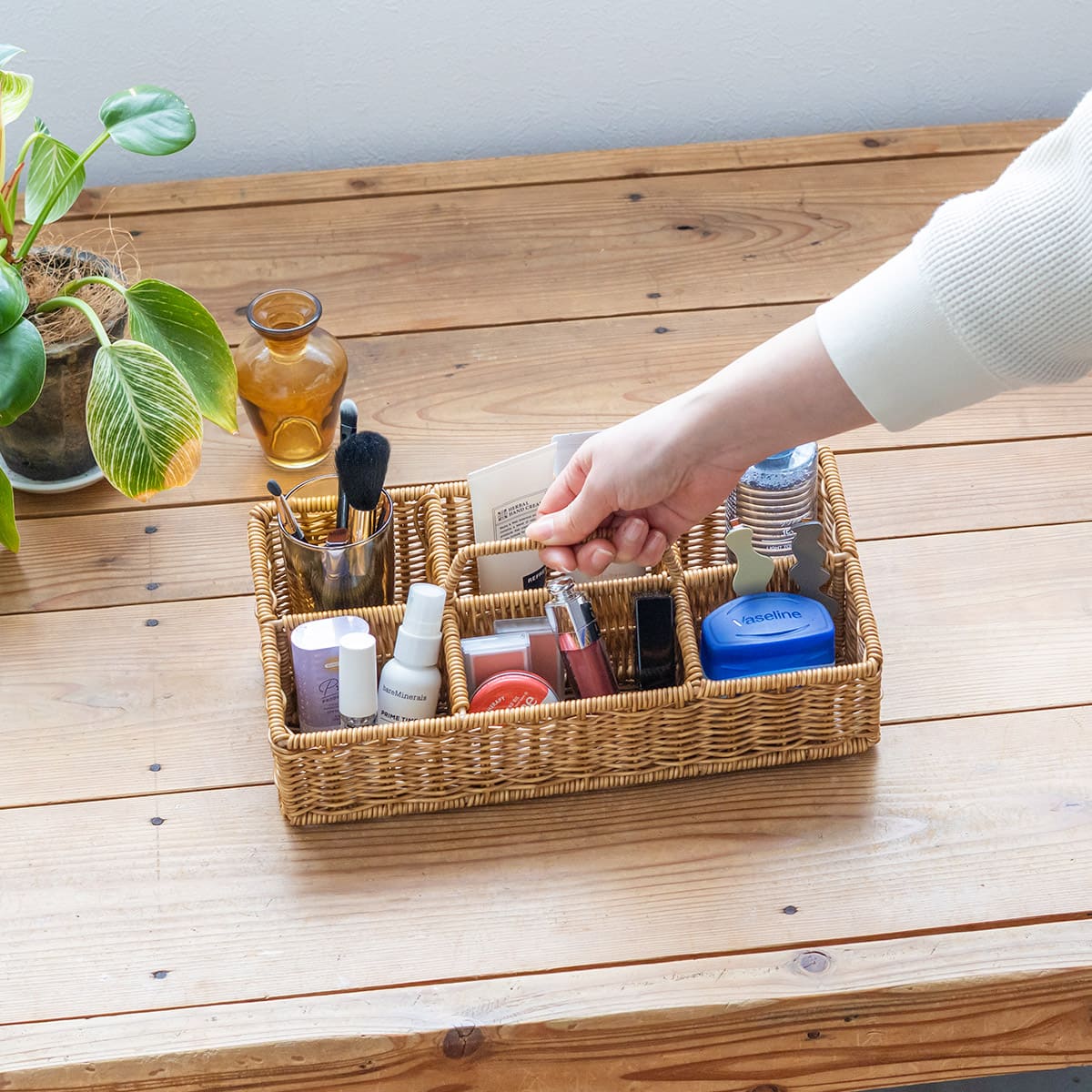 洗えるカゴ ハンドル付収納ボックス